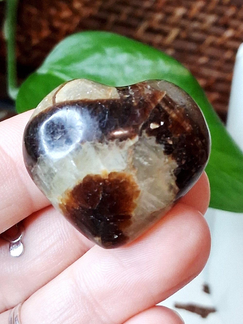 Polished Drafon Septarian Crystal Heart Decorative Accent